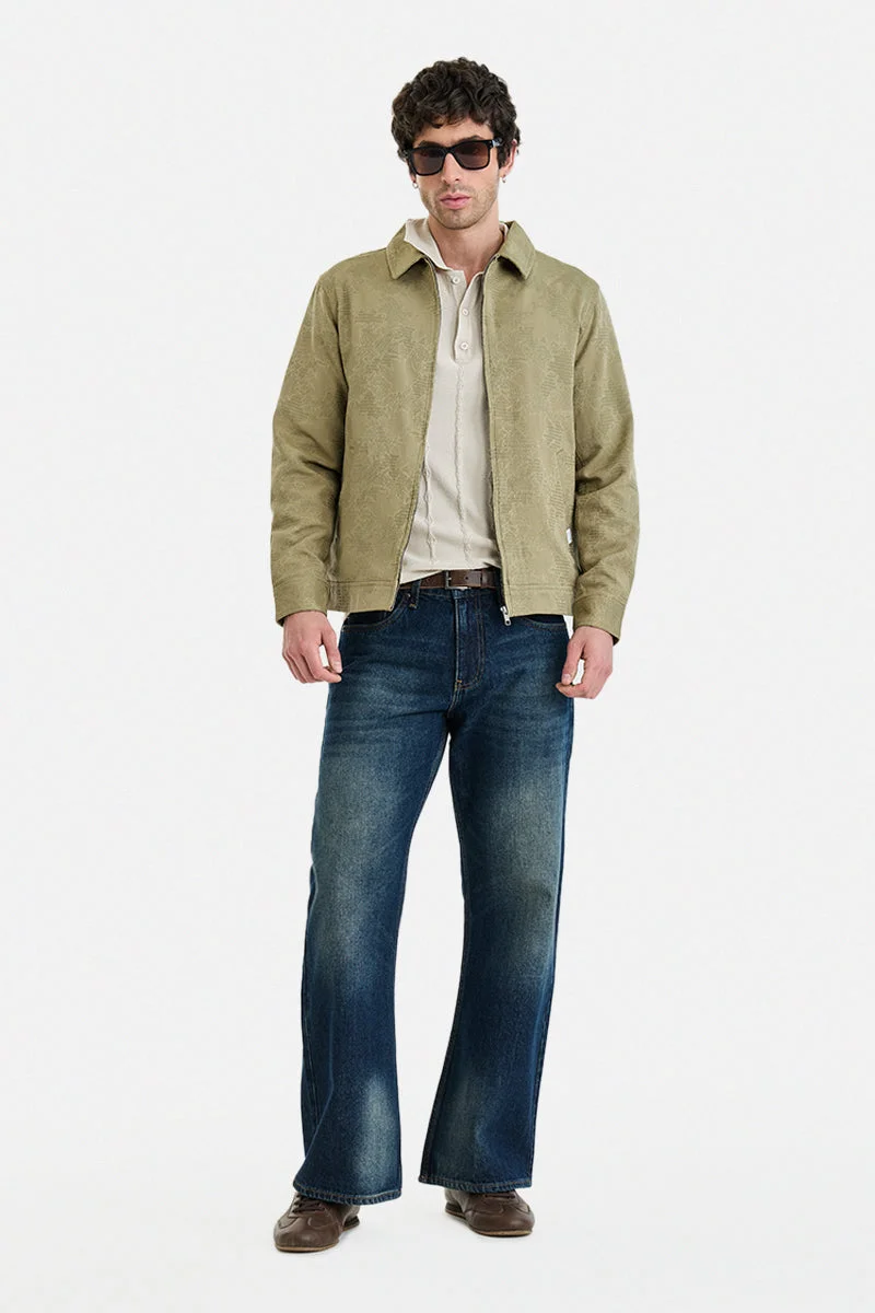 سنيتش Zipper Lapel Collar Regular Fit Textured Jacket